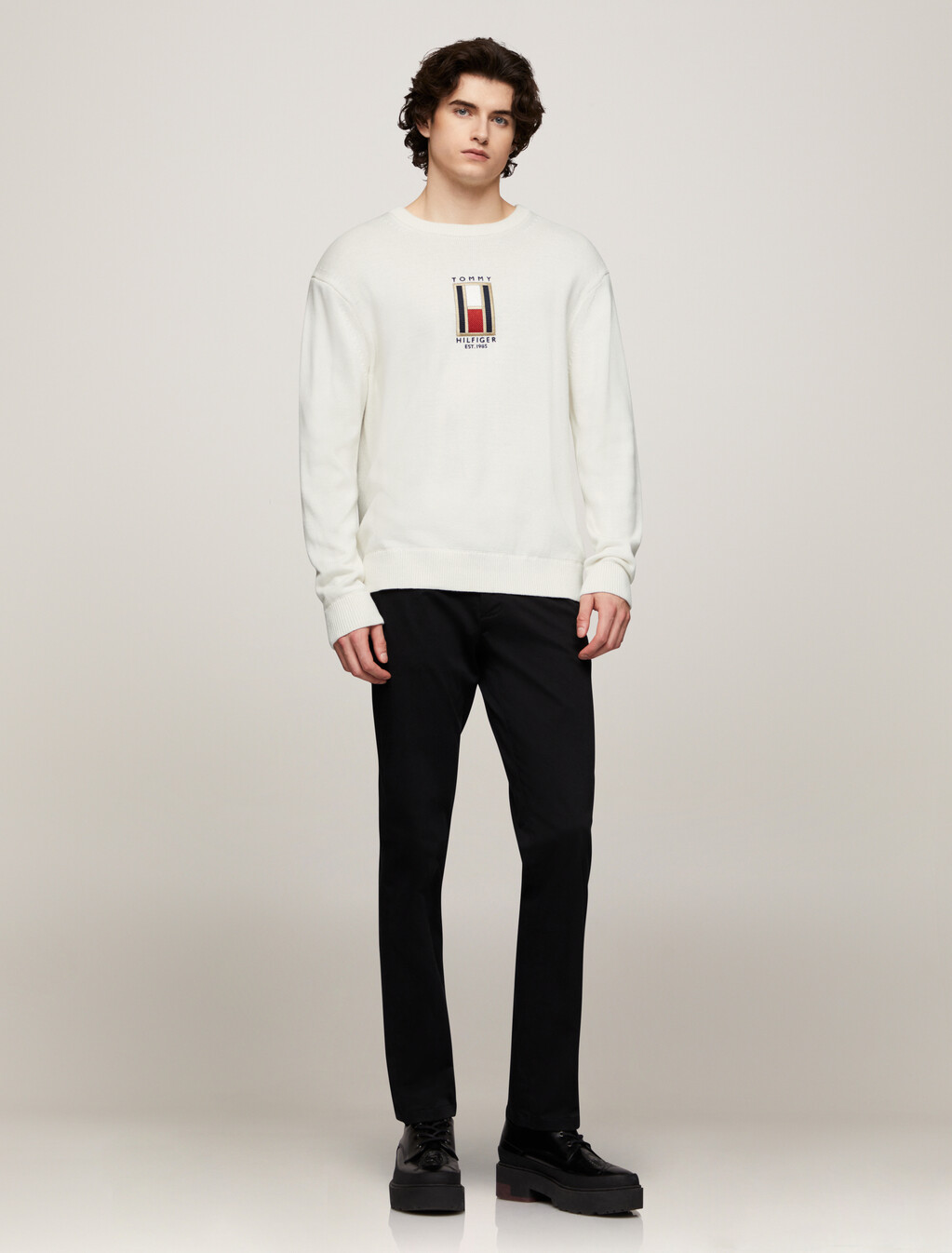 Tommy Flag Graphic Sweater, Ivory, hi-res