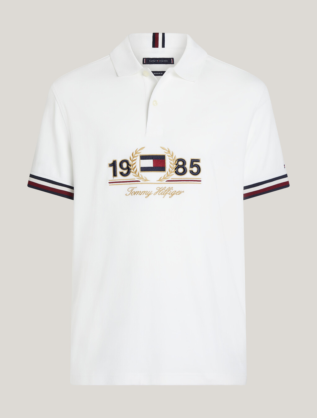 Contrast Collar 1985 Crest Polo, White, hi-res