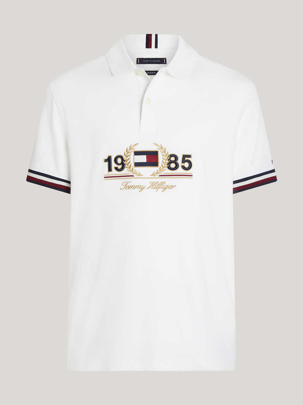 對比色領 1985 徽章 Polo 衫, White, hi-res