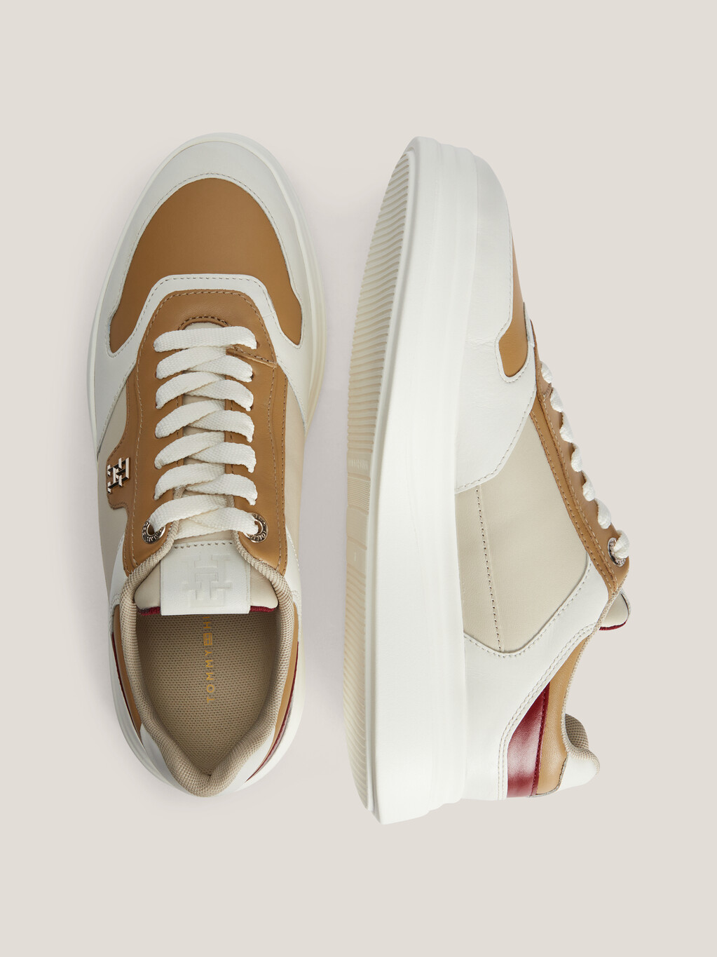 Lux Pointy Monogram Court Sneakers, Classic Khaki, hi-res