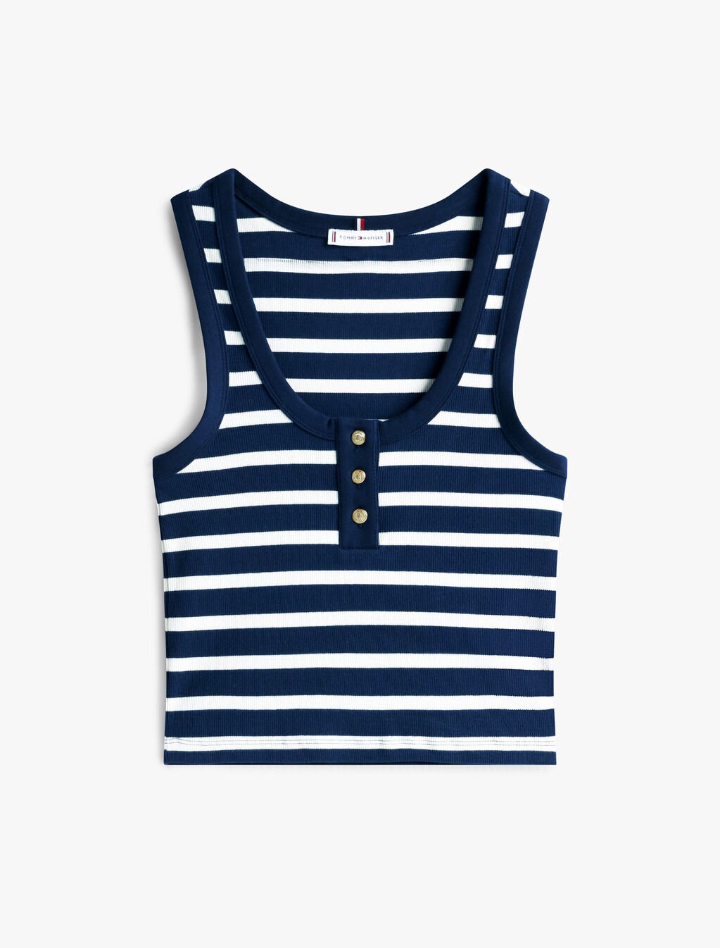 Henley Slim Tank Top, Dark Night Navy/Calico Stp, hi-res