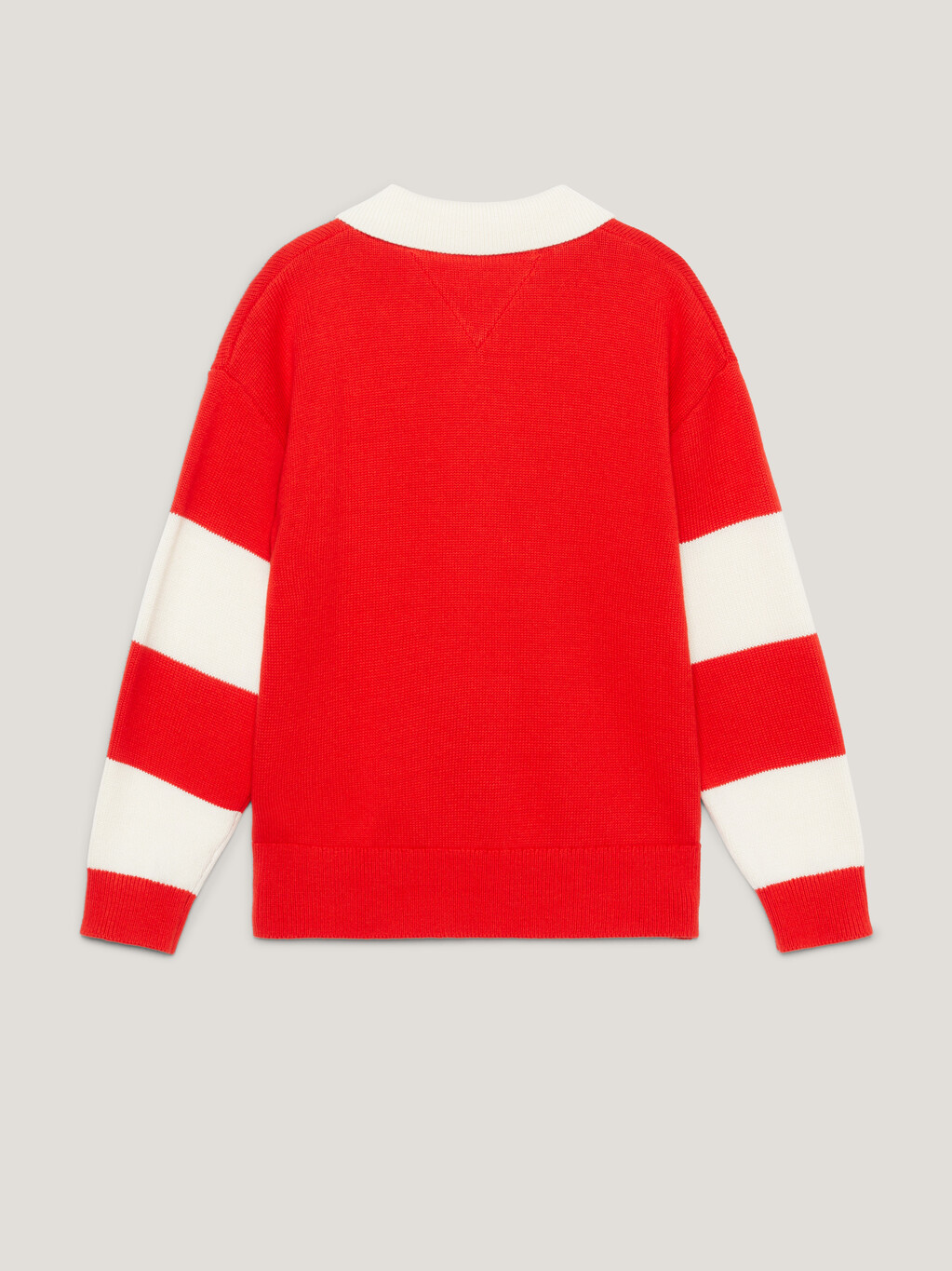 學院風色塊欖球針織衫, Fierce Red, hi-res