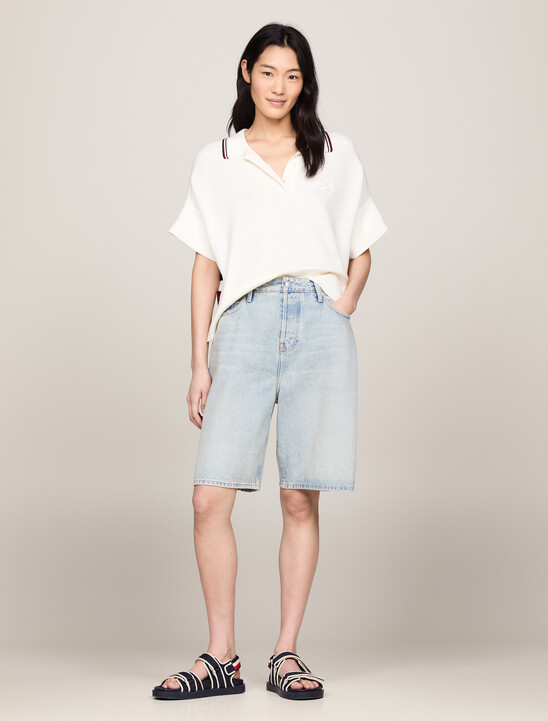 Mid Rise Oversized Denim Shorts