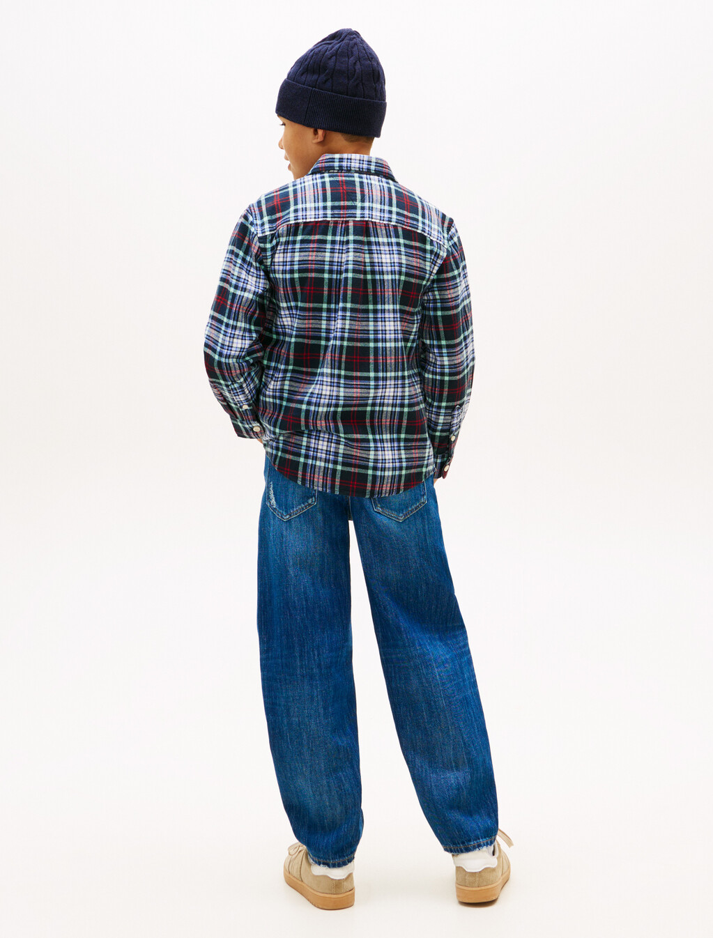 Regular Fit Logo Embroidery Check Shirt, Dark Night Navy Check, hi-res