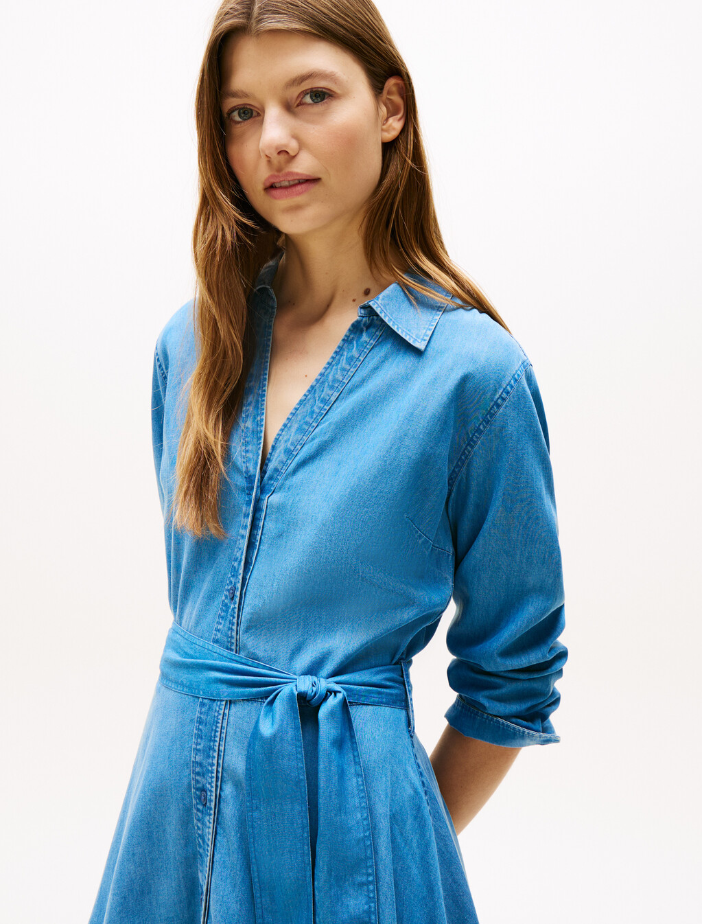 Chambray Midi Dress, Med Wash Chambray, hi-res