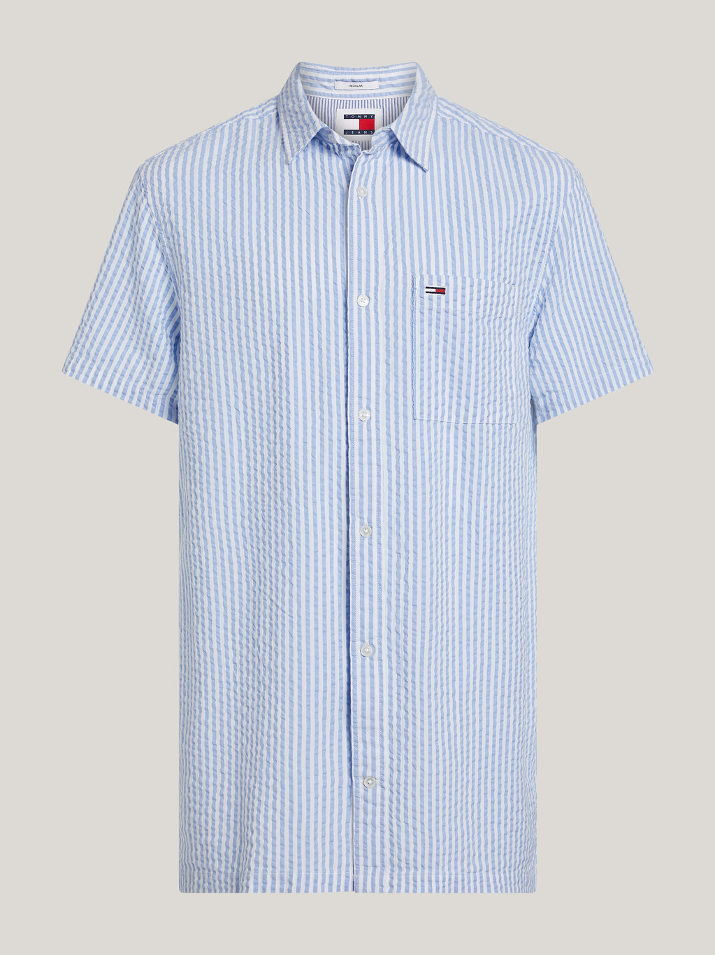 Stripe Seersucker Short Sleeve Shirt, White / Moderate Blue, hi-res