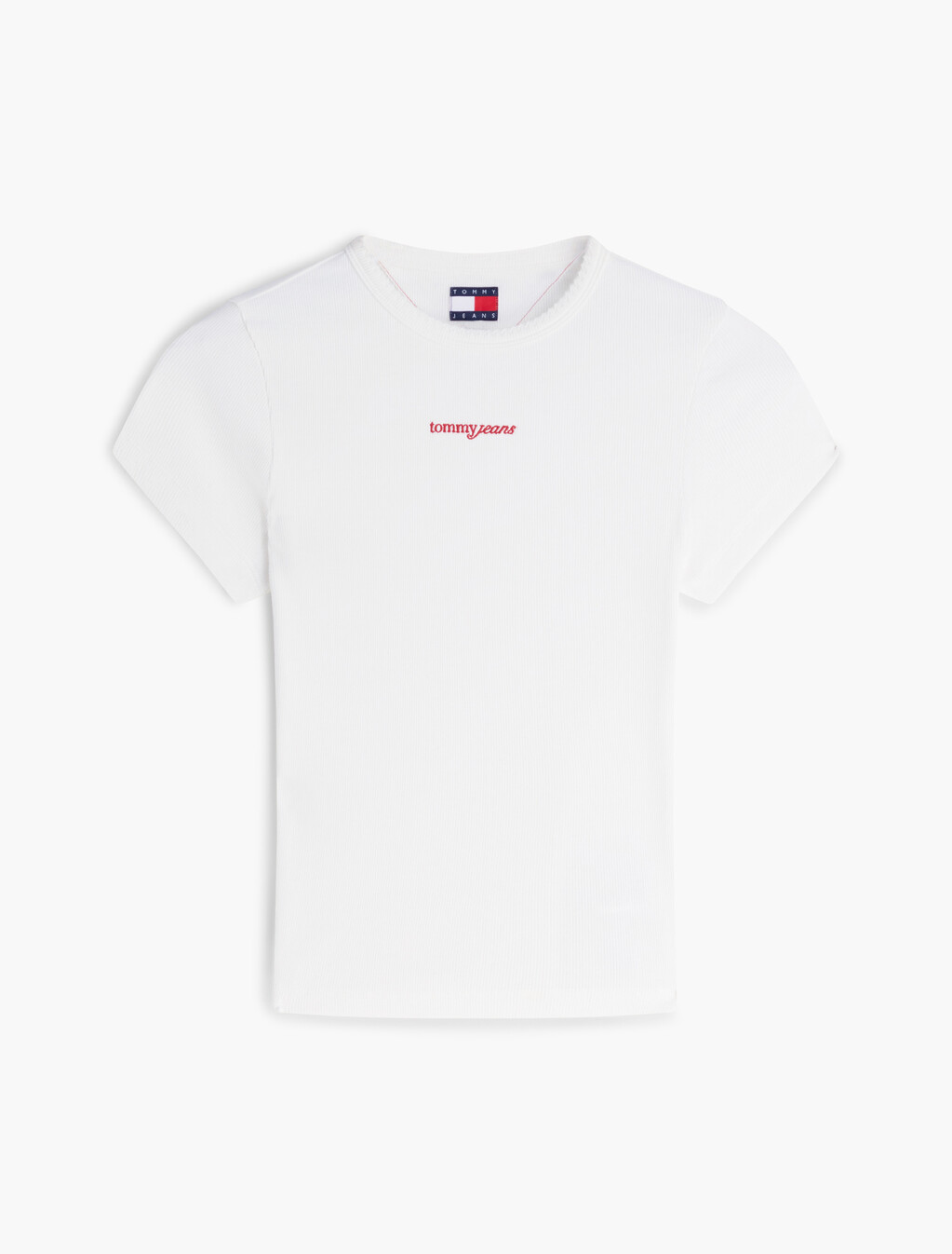 Logo Ribbed Slim T-Shirt, Ecru, hi-res