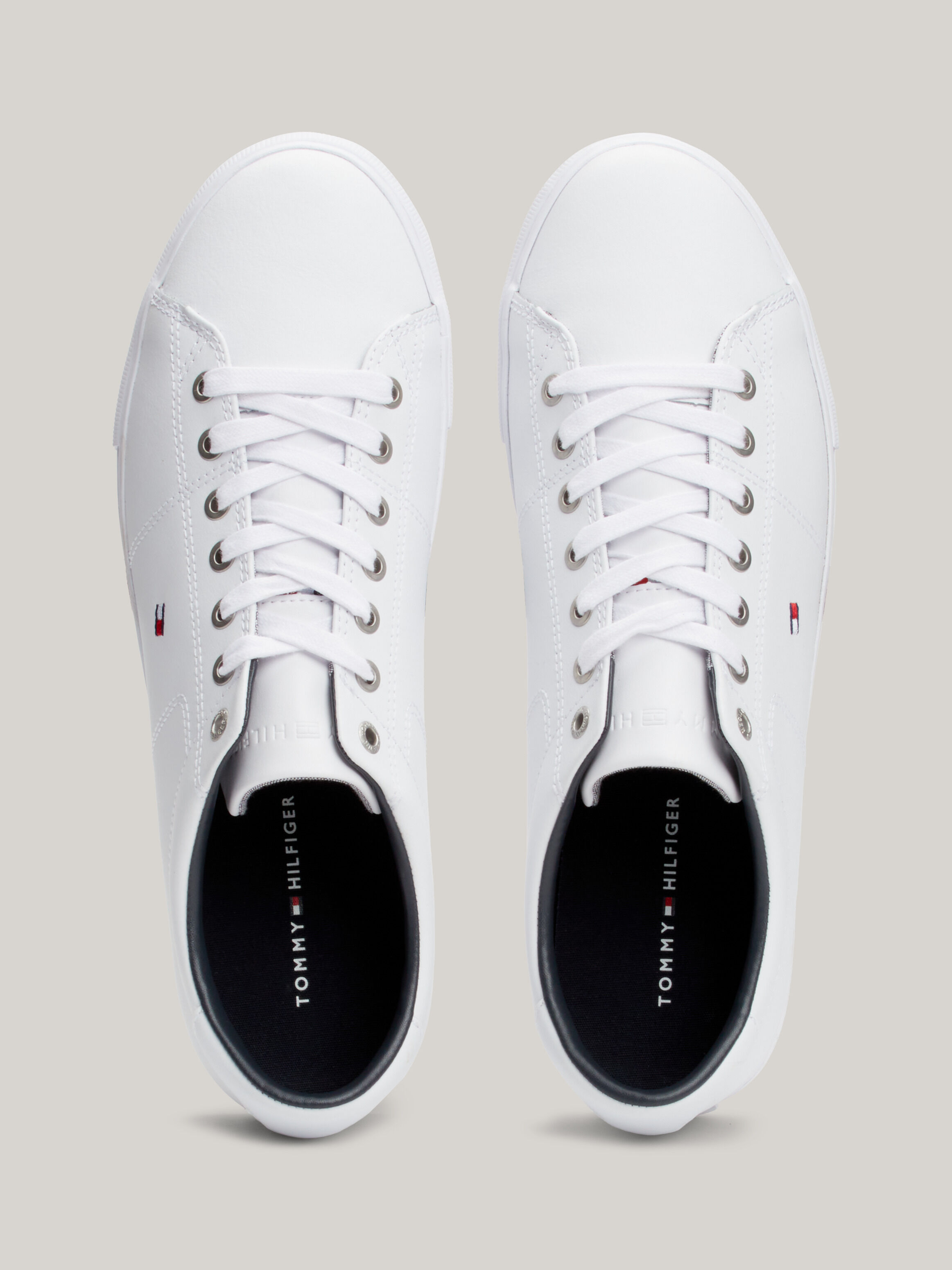 Tommy hilfiger white leather trainers on sale