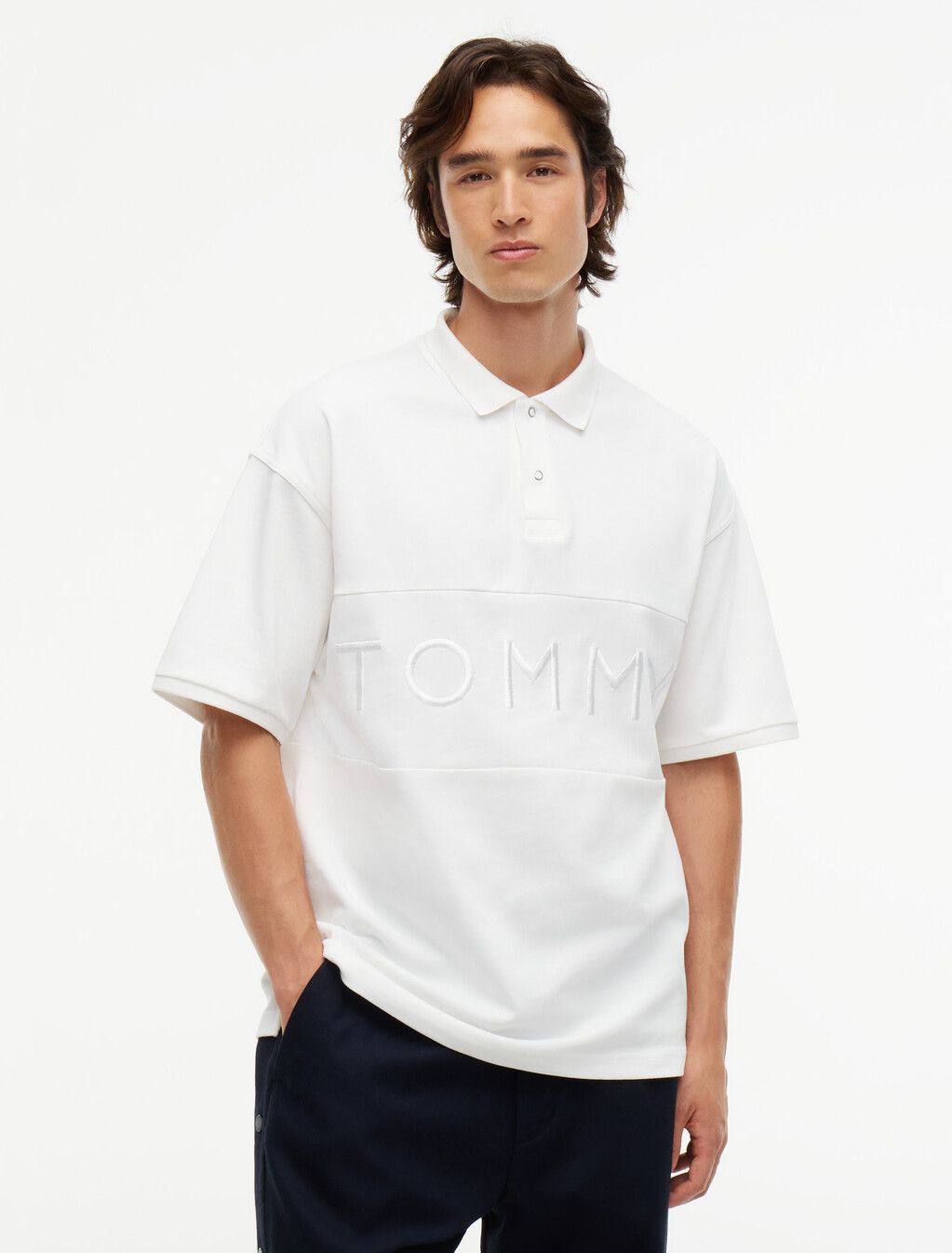 Relaxed Fit Jersey Rugby Shirt, Ecru, hi-res