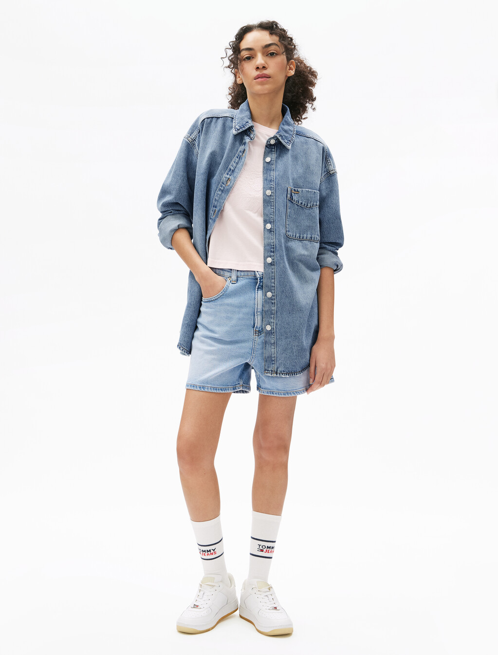 Relaxed Long Sleeve Denim Shirt, Denim Light, hi-res