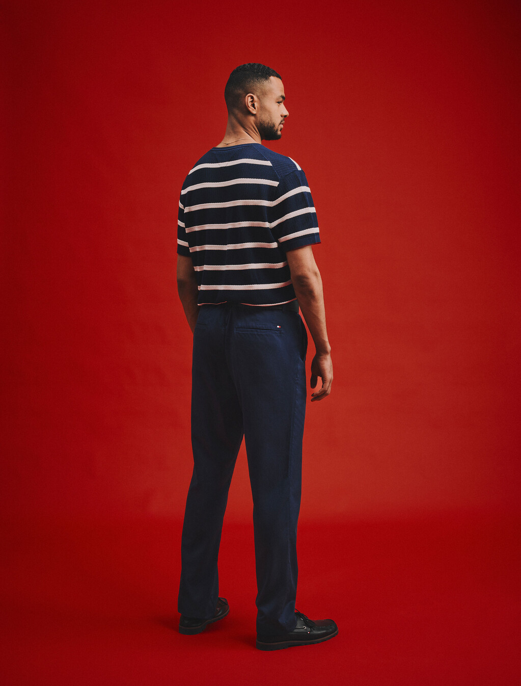 Dover Elasticated Regular Twill Chinos, Carbon Navy, hi-res