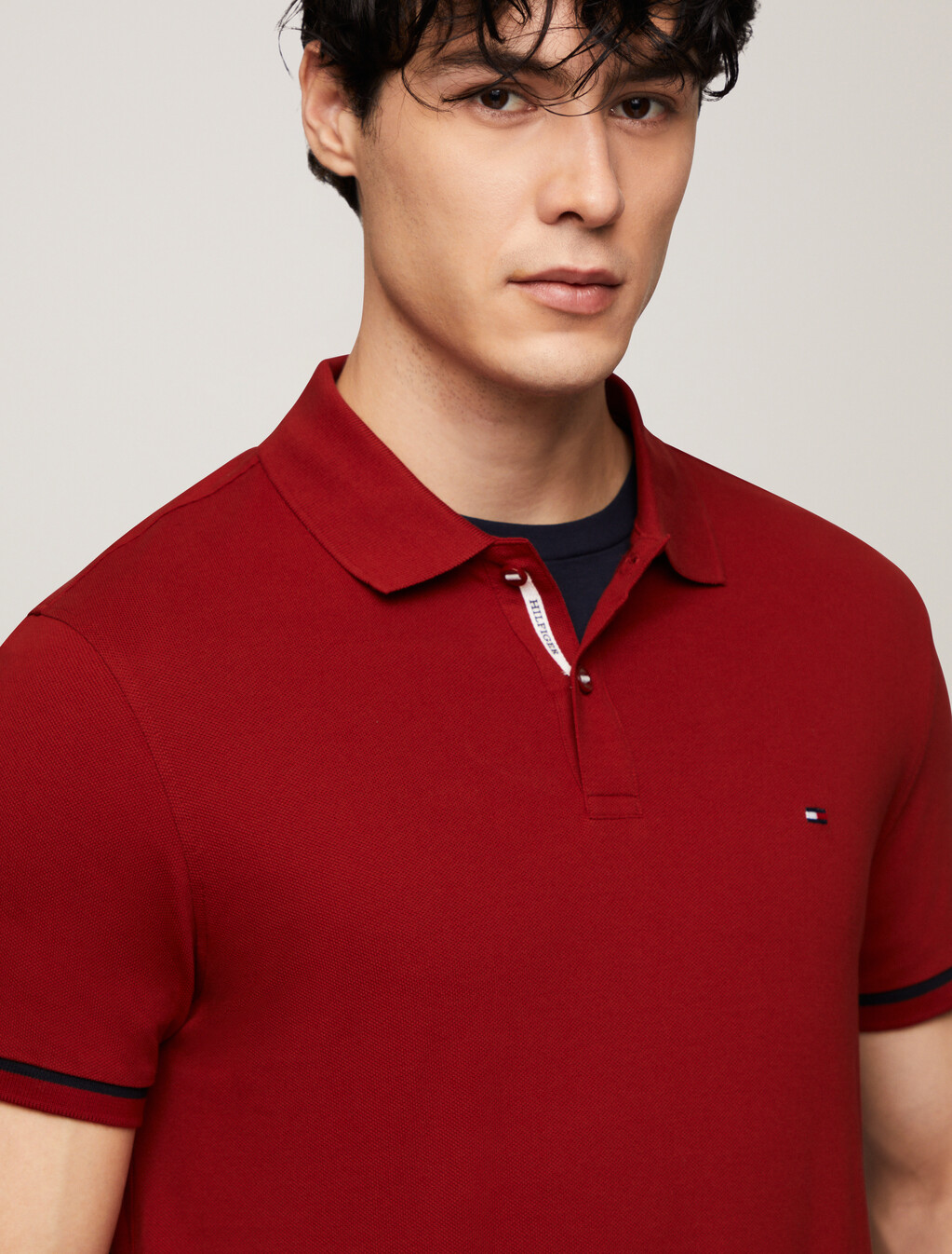 Logo Placket Stripe Cuff Polo, Dark Magma, hi-res