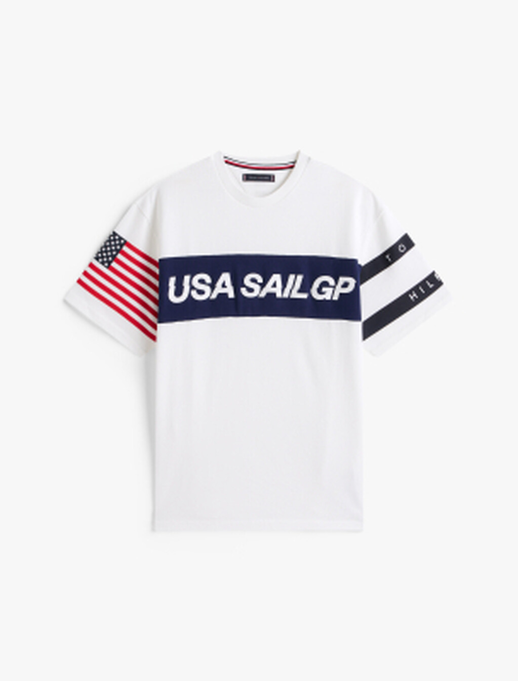 Tommy x U.S. Sail GP Team Colour-Blocked Relaxed T-Shirt, Ecru, hi-res