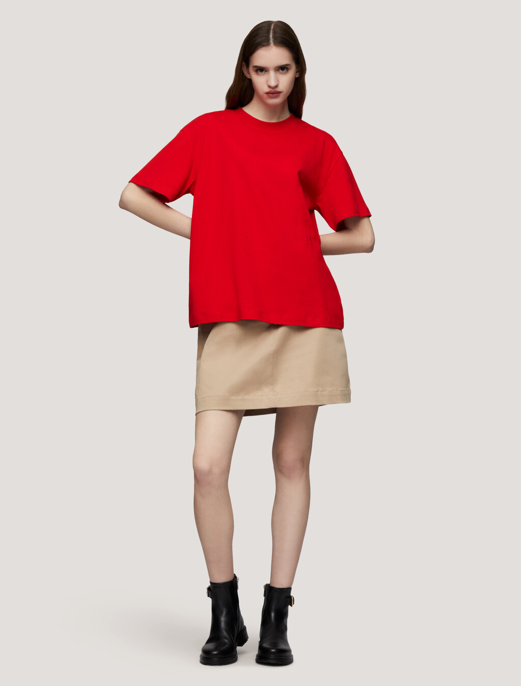 Metallic TH Monogram Stamp Relaxed T-Shirt, Fierce Red, hi-res