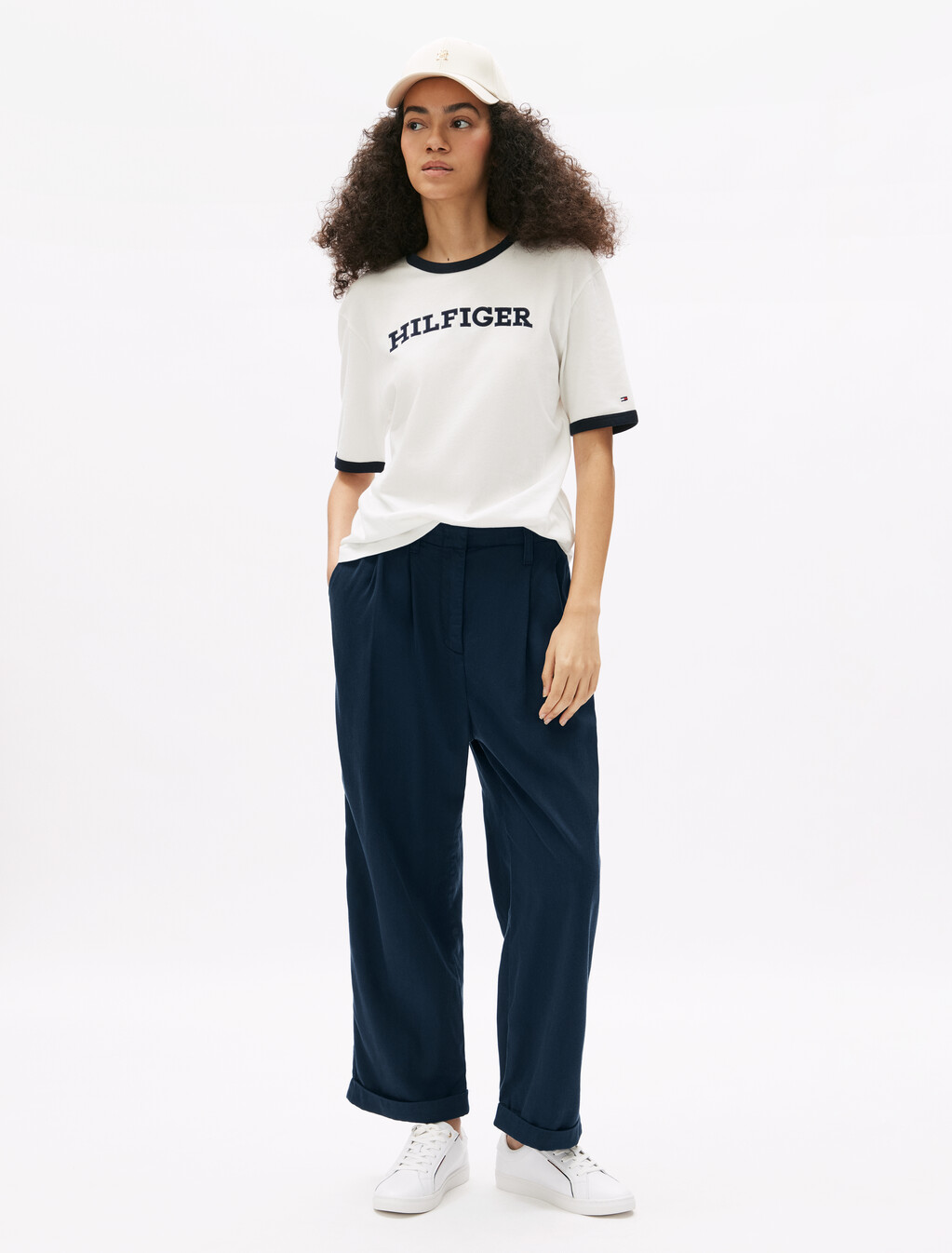 Cotton Blend Relaxed Straight Pant, Dark Night Navy, hi-res