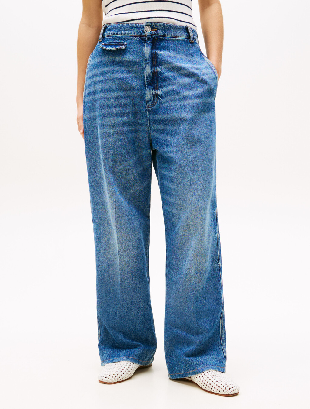 The Runway 系列超寬鬆工裝風牛仔褲, Dark Blue Denim, hi-res