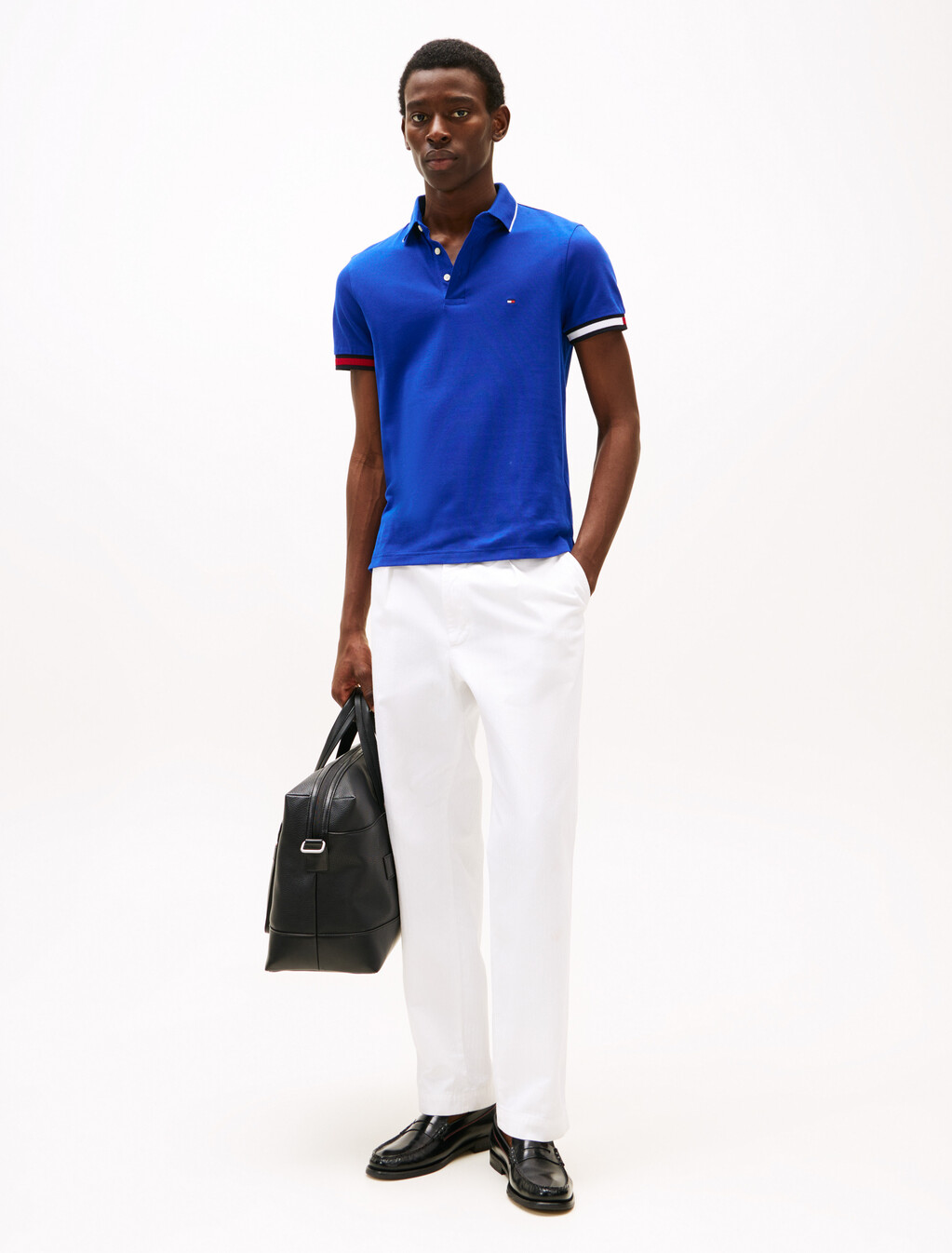 Slim Fit Signature Cuff Polo Shirt, Wedge Blue, hi-res