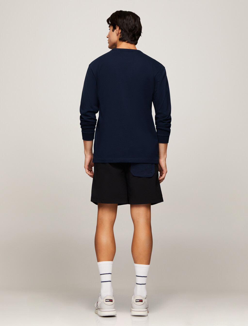 Tommy Logo Badge Long Sleeve T-Shirt, Dark Night Navy, hi-res