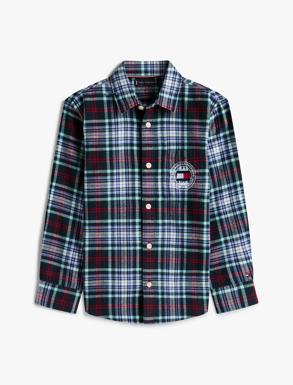 Regular Fit Logo Embroidery Check Shirt, Dark Night Navy Check, hi-res