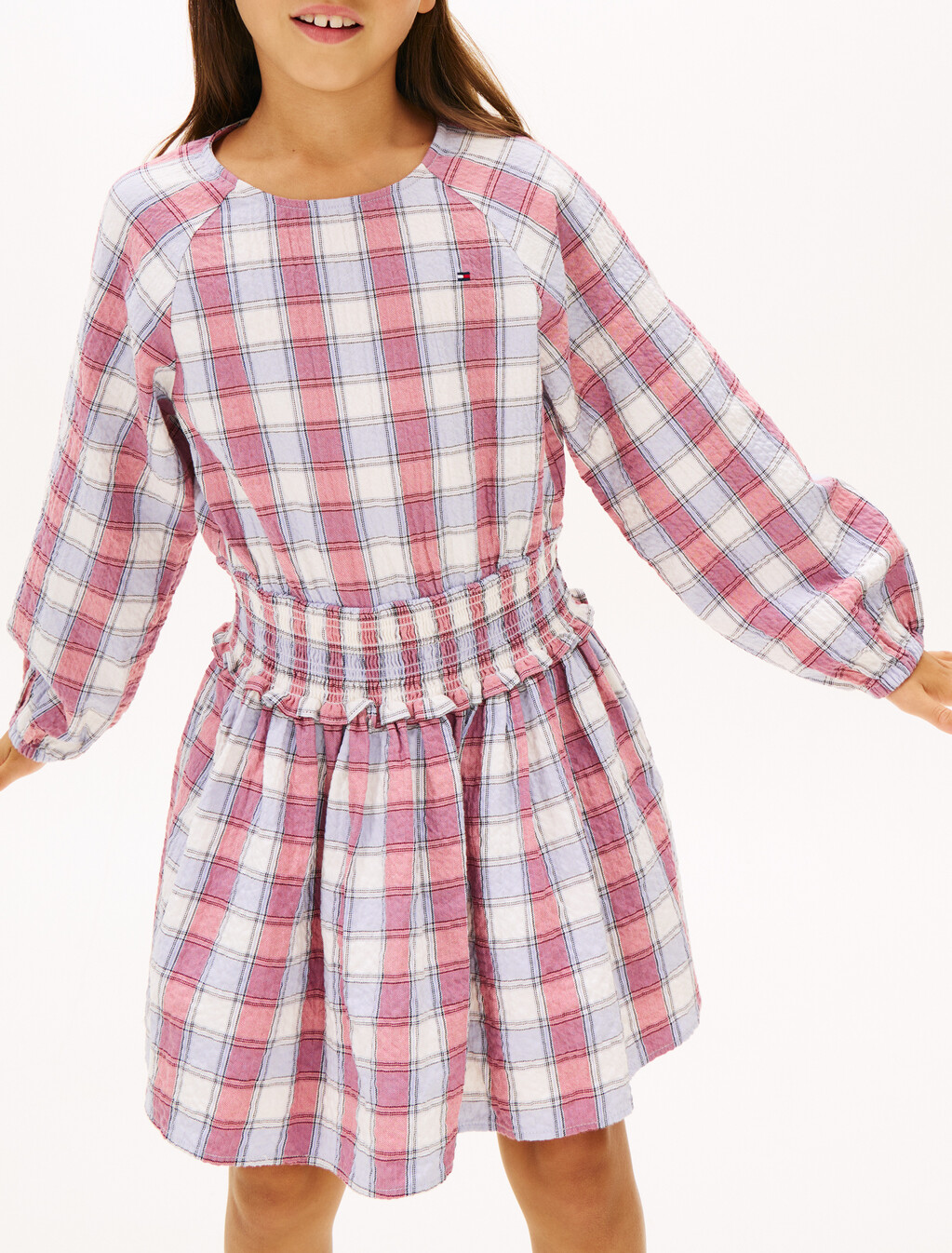 Check Smock Dress, Ancient White Check, hi-res