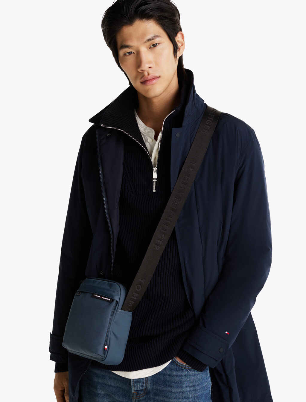 Rubberised Logo Reporter Bag, Military Denim, hi-res
