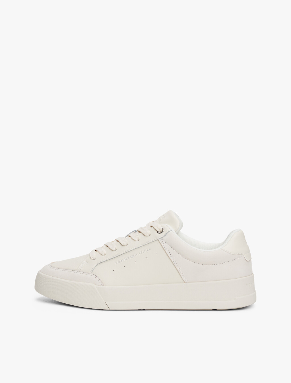 Debossed Logo Court Trainers, Alabaster, hi-res