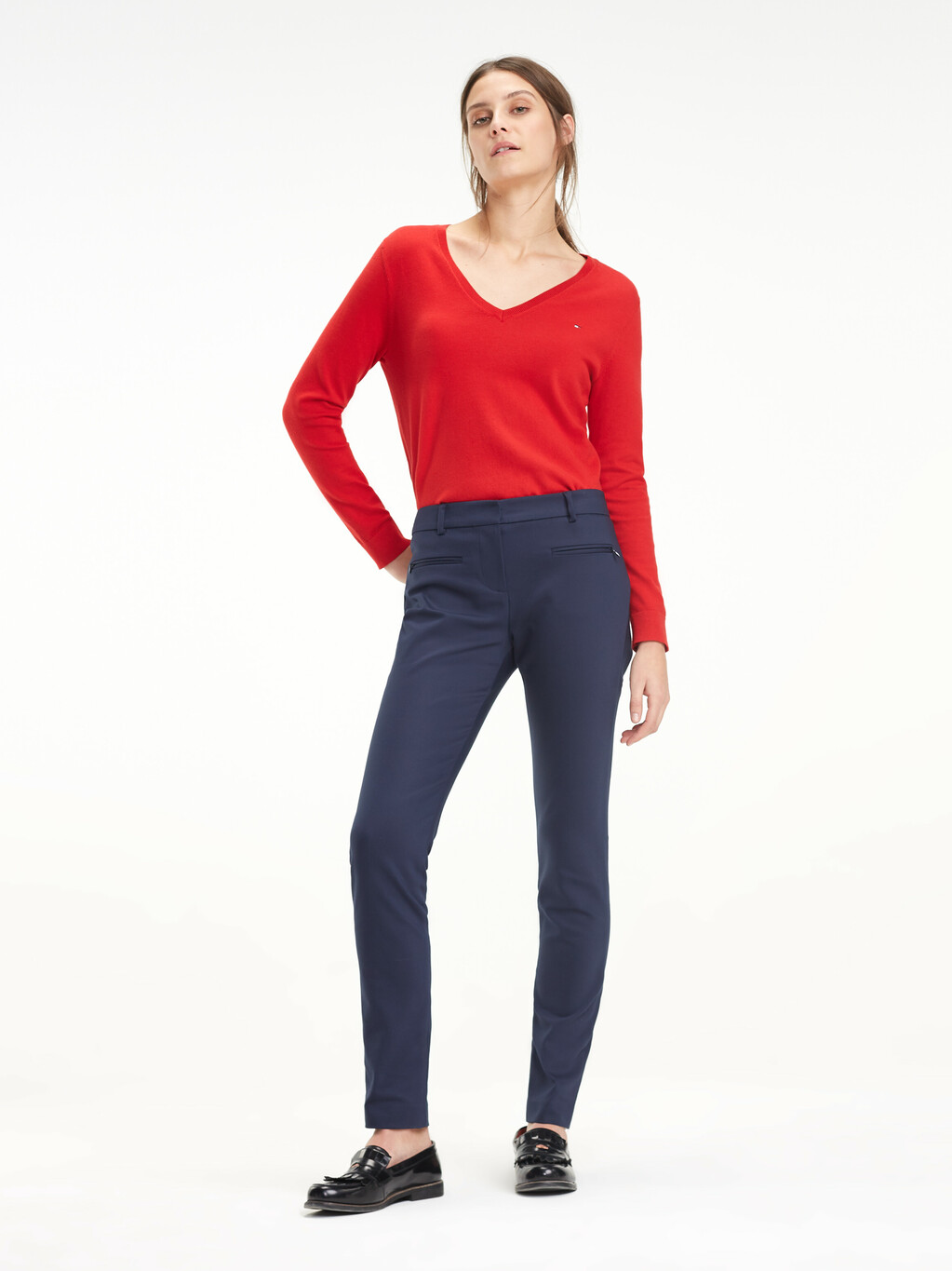 Heritage V-Neck Sweater, APPLE RED, hi-res