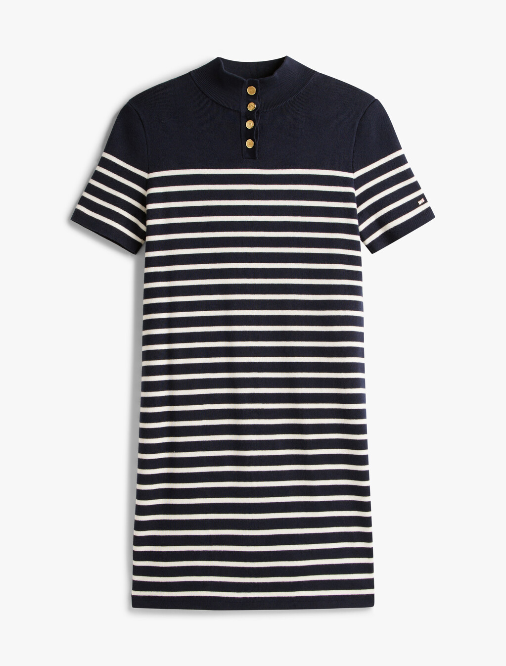 Jersey Mock Neck Mini Jumper Dress, Placed Thin White Stp Sweaters, hi-res