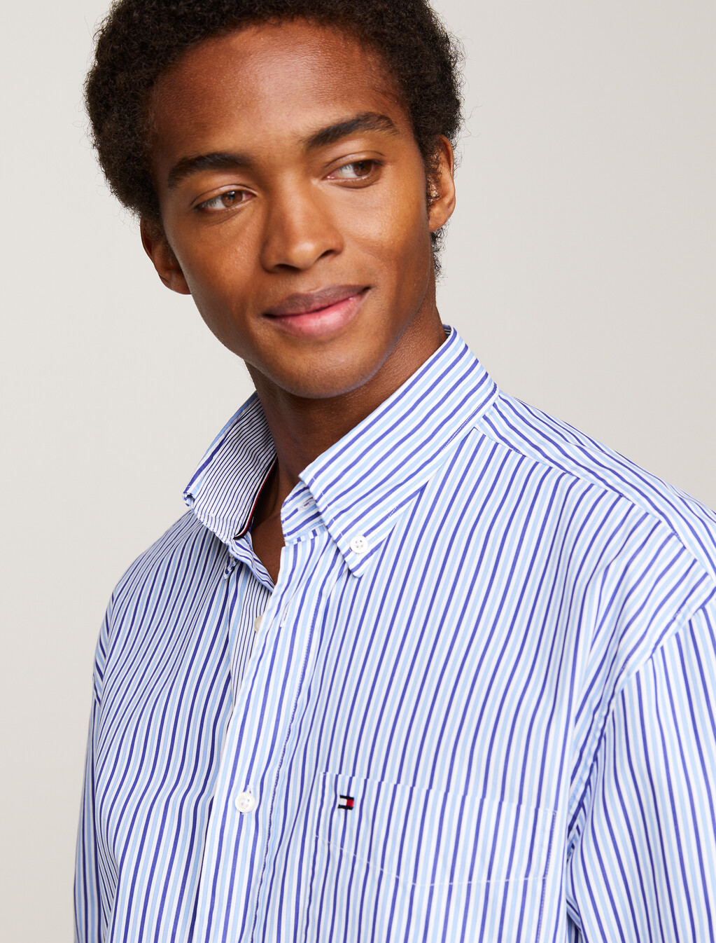 Two-Tone Stripe Regular Fit Shirt, Blue / White, hi-res