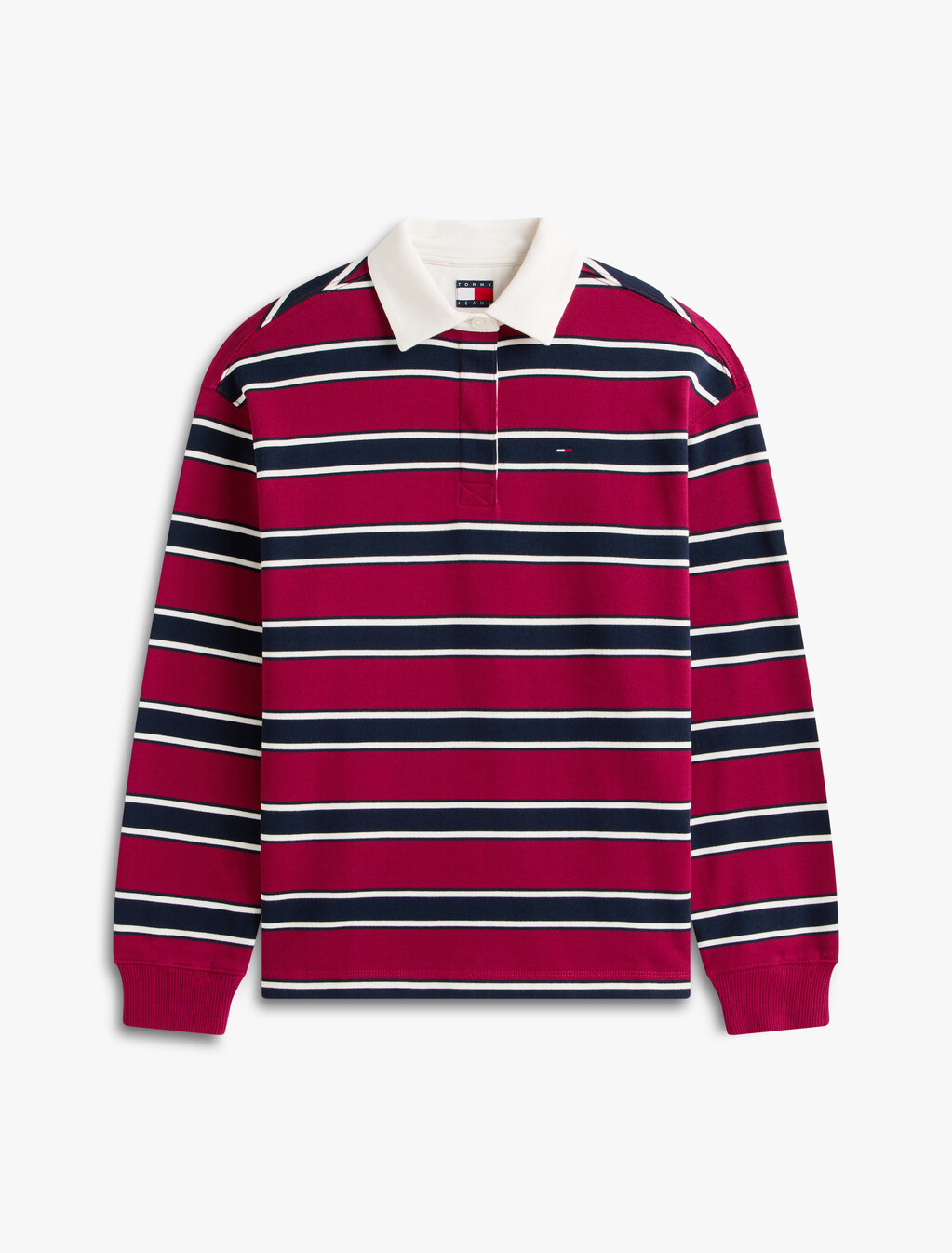 Relaxed Stripe Rugby Shirt, Lavish Cerise / Multi Stripe, hi-res