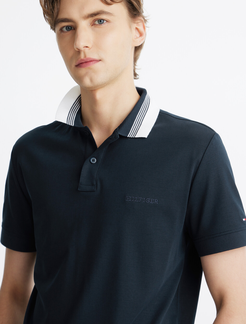 Interlock Contrast Collar Polo, Desert Sky, hi-res