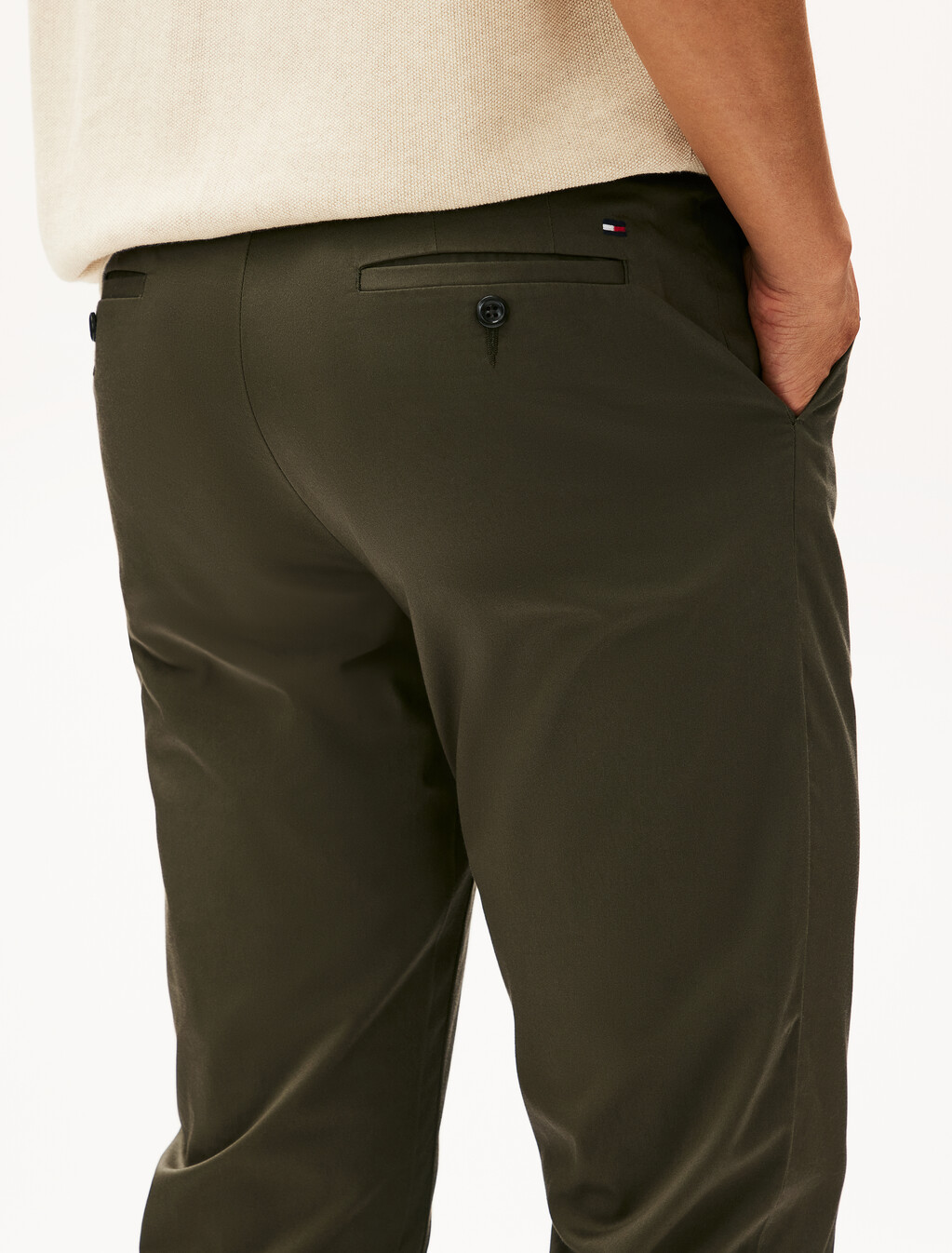 Cotton Satin Denton Woven Pants, Army Green, hi-res