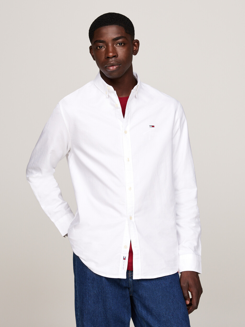 Essential Logo Regular Fit Oxford Shirt, White, hi-res