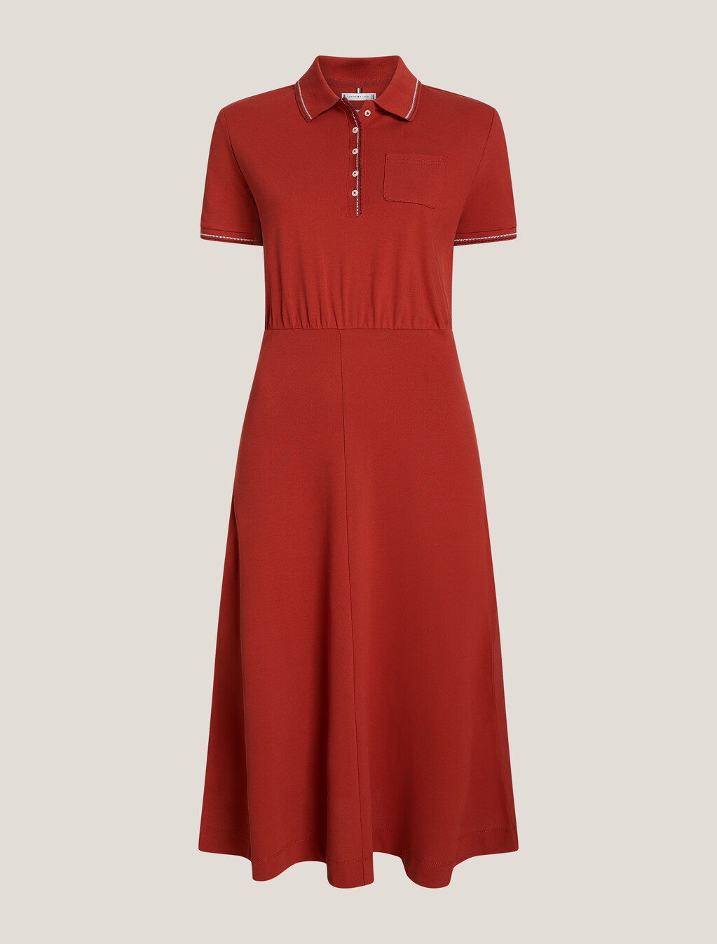 Fit and Flare Polo Dress, Dark Magma, hi-res