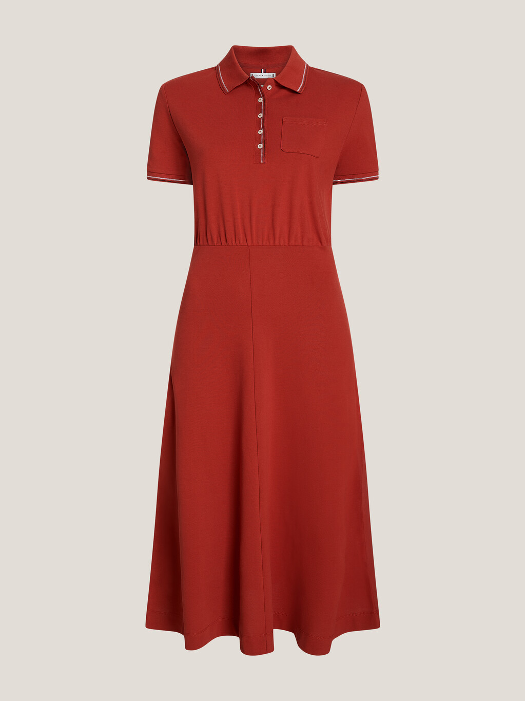 Fit and Flare Polo Dress, Dark Magma, hi-res