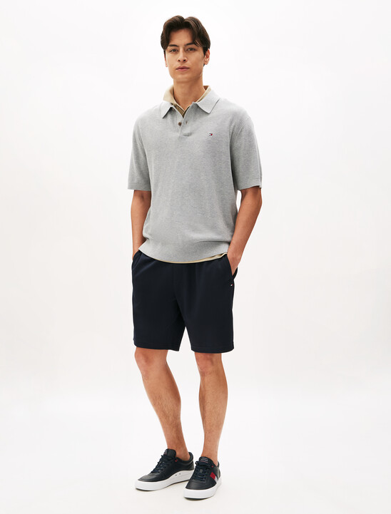 微粒針織紋理短袖 Polo 衫