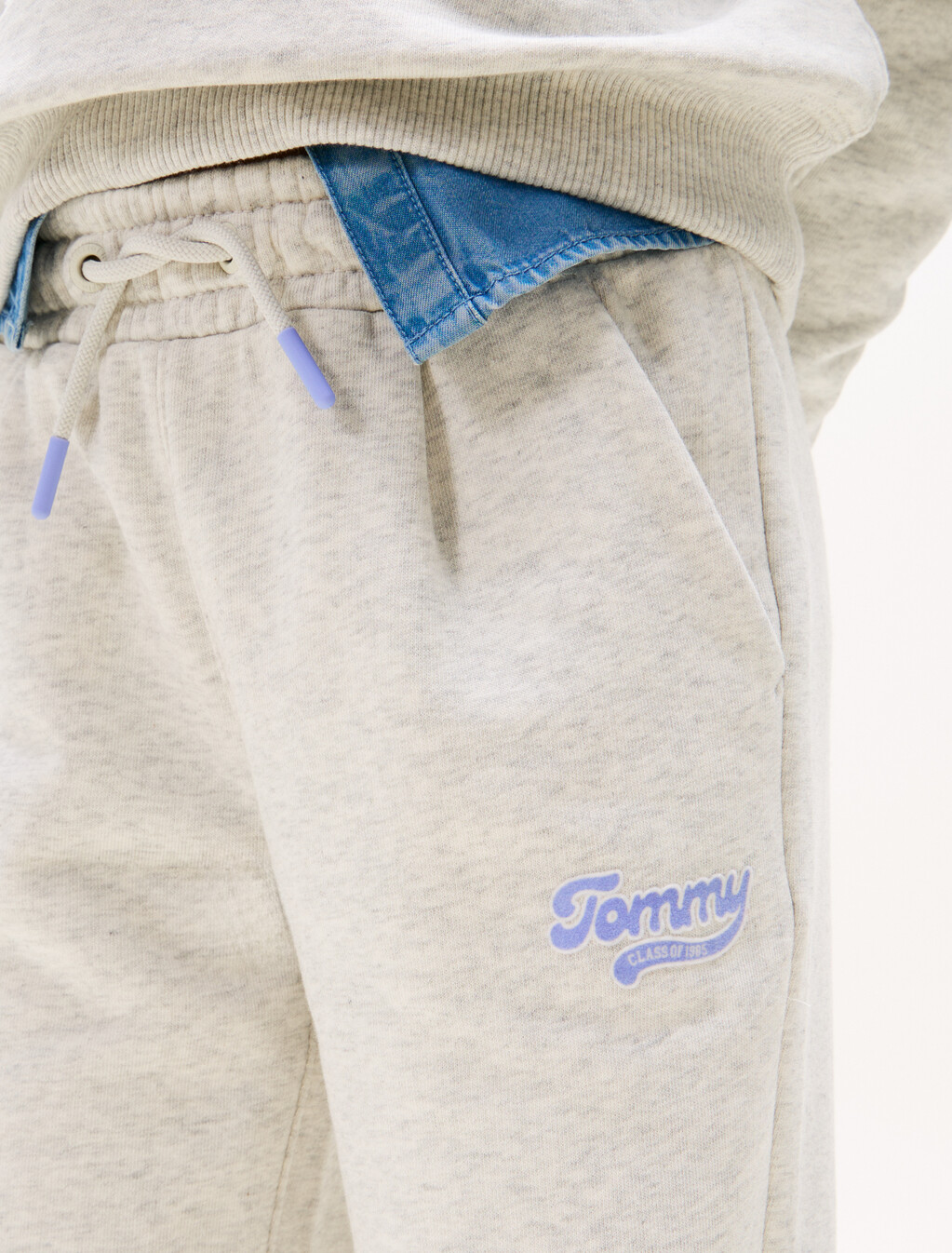 Varsity Flock Logo Wide Leg Joggers, Light Grey Heather, hi-res