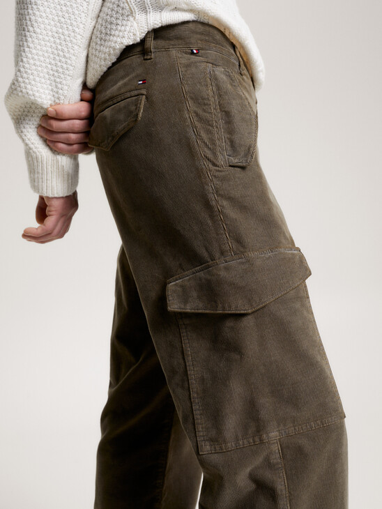 Garment-Dyed Corduroy Cargo Trousers