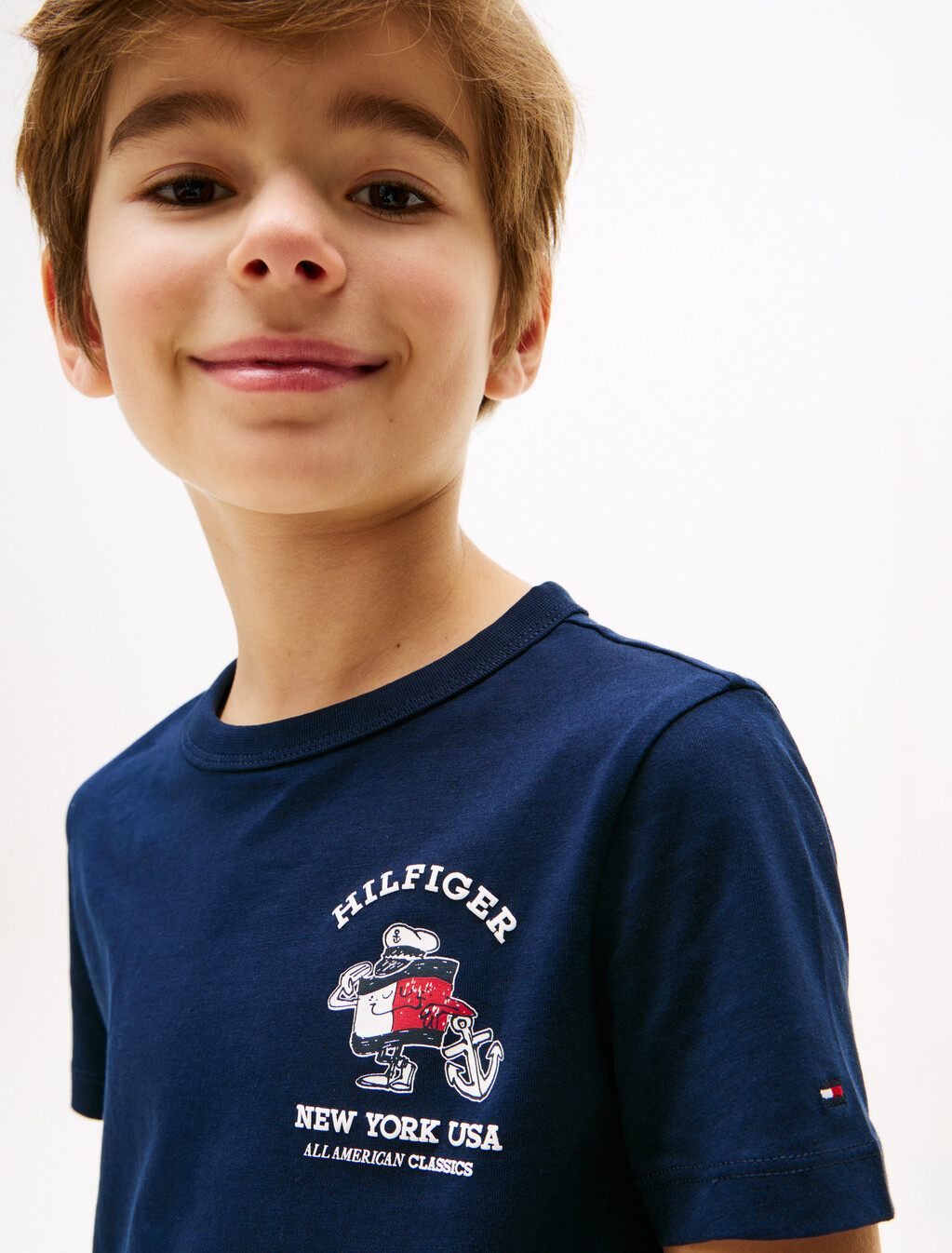 Flag Character Back Logo T-Shirt, Dark Night Navy, hi-res