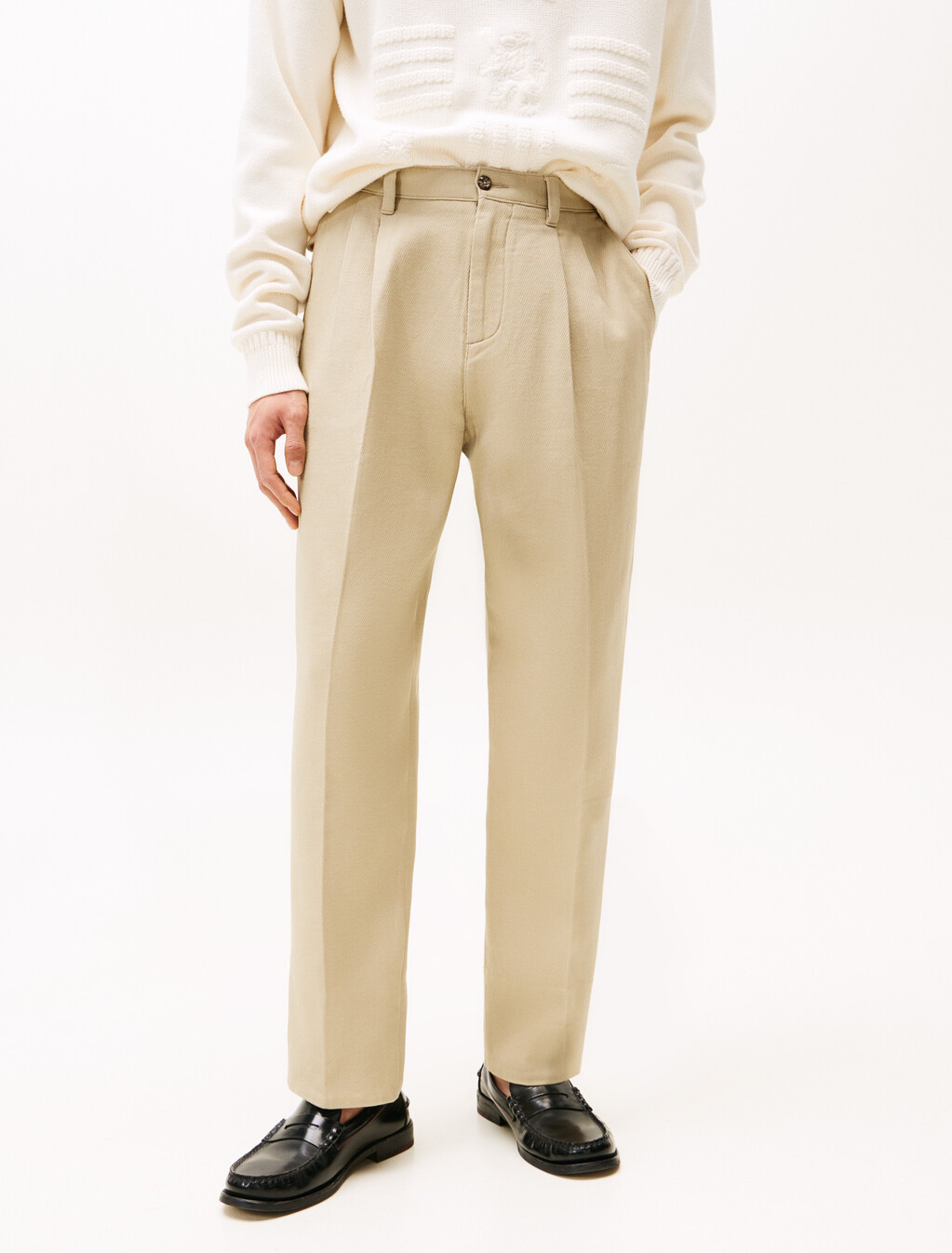 Twill Wide Leg Trousers, Sandalwood, hi-res