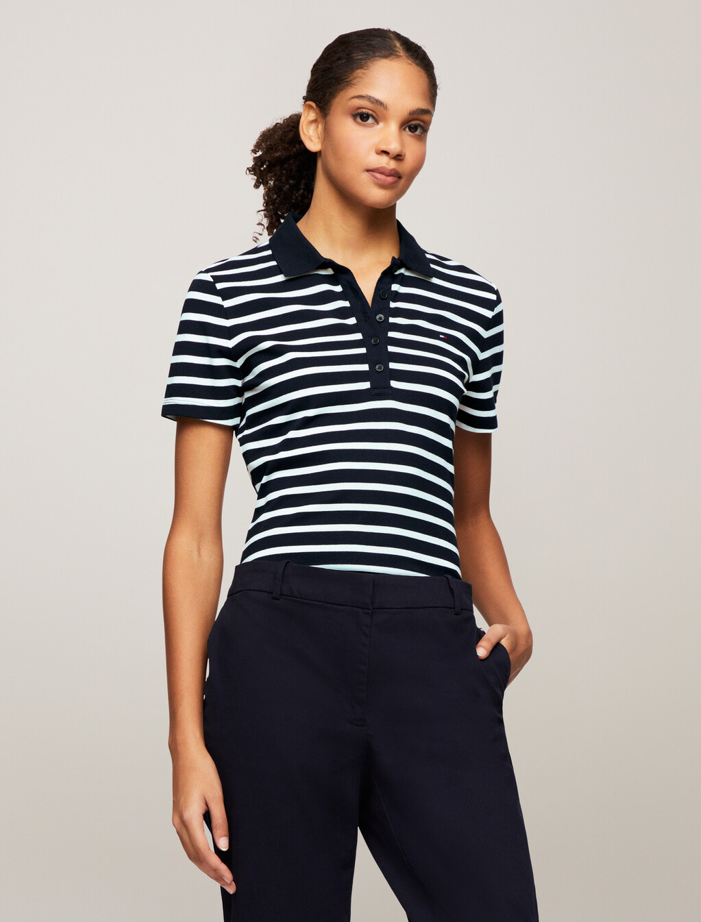 Stripe Short Sleeve Slim Polo, Desert Sky Multi, hi-res