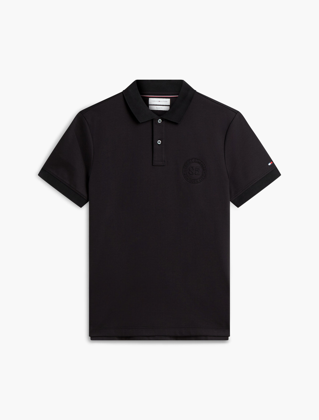 Regular Fit Interlock Knit Polo Shirt, Black, hi-res