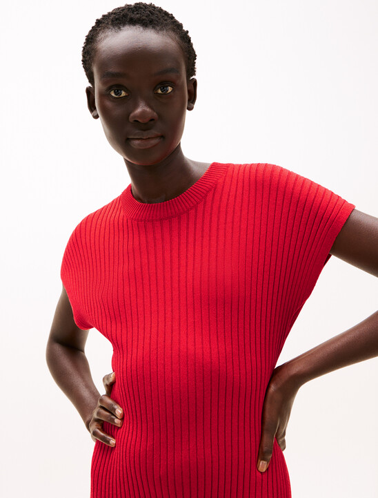 Cap Sleeve Ribbed Maxi Jumper Dress