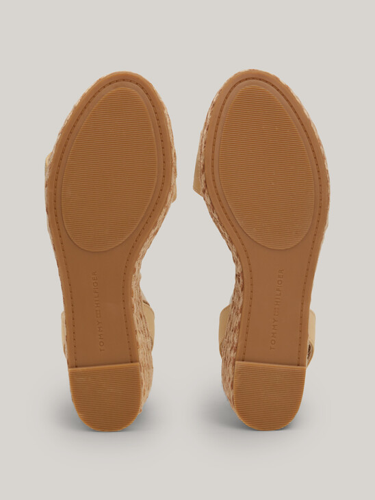 Satin Contrast Strap Wedge Sandals