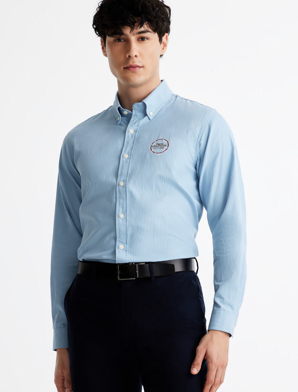 Jacquard Pattern Stripe Shirt, Vessel Blue, hi-res