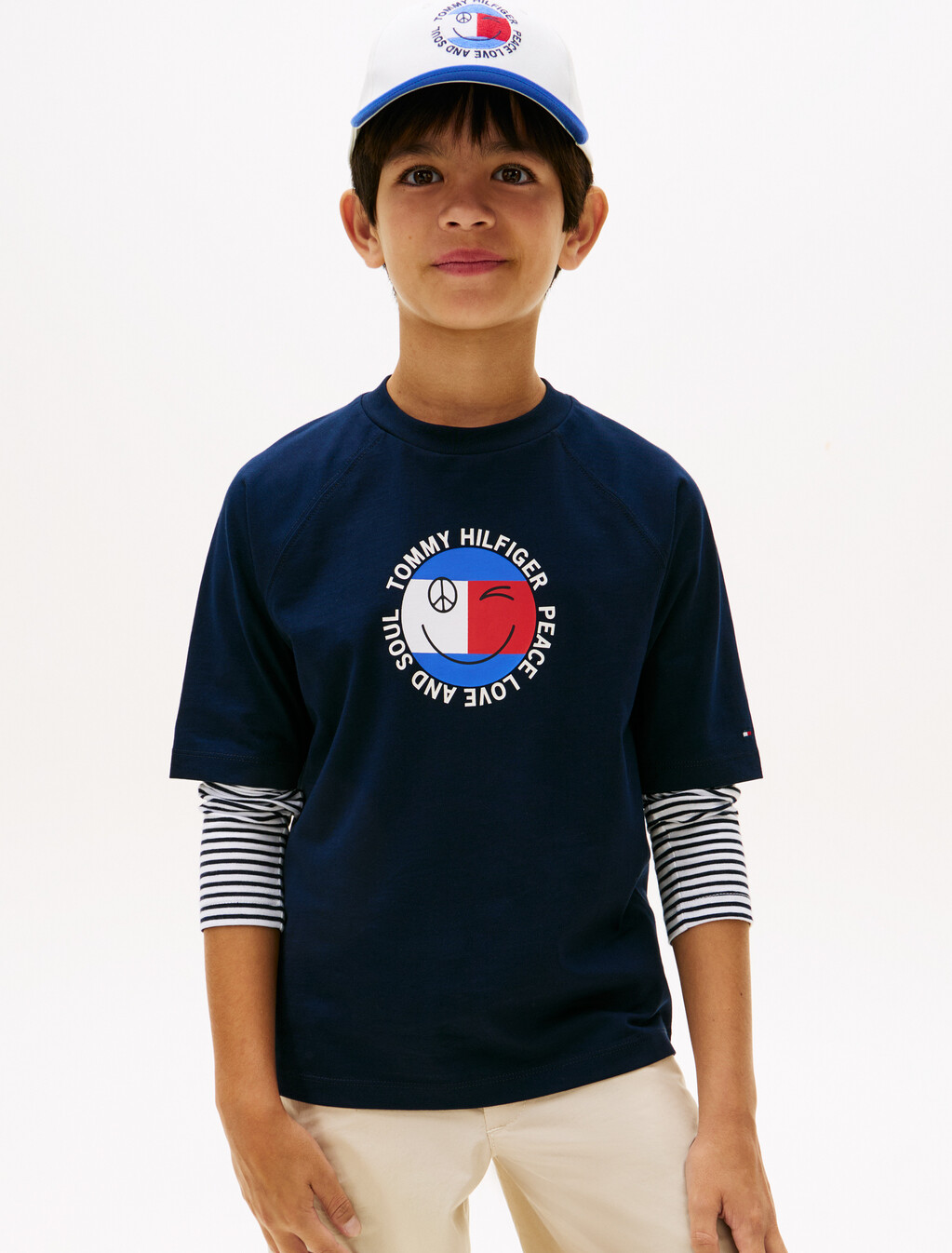 Smiley Flag Logo Jersey T-Shirt, Dark Night Navy, hi-res
