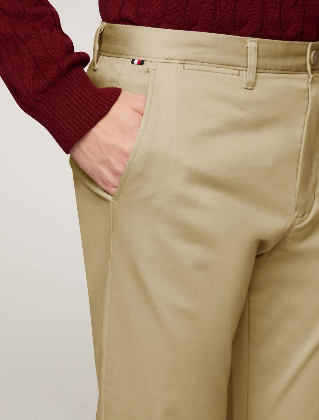 Denton Satin Chinos, Beige, hi-res