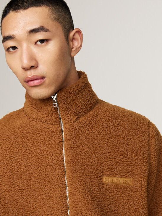 Textured Teddy Fleece Zip-Thru Sweatshirt