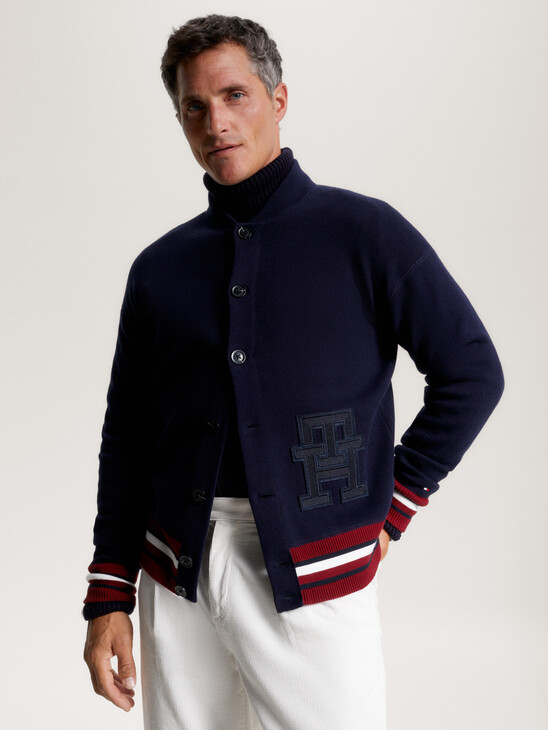 Th Monogram Varsity Bomber Cardigan
