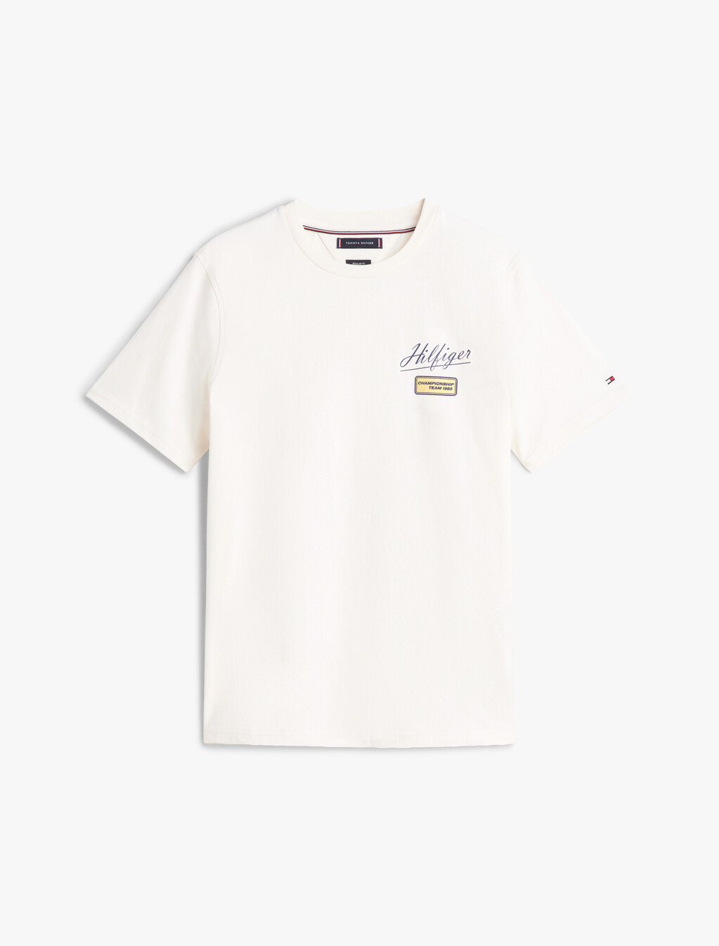 Textured Logo Crew Neck T-Shirt, Ivory Petal, hi-res